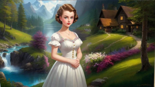 bridalveil,bridewealth,landscape background,world digital painting,gwtw,dirndl,fantasy picture,the bride,maidservant,innkeeper,housemaid,doukhobor,noblewoman,victorian lady,girl in a long dress,bridal dress,fairy tale character,girl in the garden,chastelain,bridal