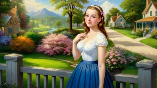 girl in the garden,landscape background,springtime background,housemaid,girl in a long,fantasy picture,spring background,girl in a long dress,young girl,children's background,photo painting,xanth,fairy tale character,art painting,young woman,girl with tree,fantasy art,home landscape,portrait background,dorthy