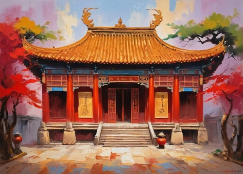 qibao,hall of supreme harmony,zhoukoudian,jingmei,tianxia,yangquan,sanshui,buddhist temple,victory gate,yangmei,xiaogong,chuseok,rongfeng,asian architecture,baoqing,zhongchen,qingxiang,dengfeng,oriental painting,shangqiu,Conceptual Art,Oil color,Oil Color 20