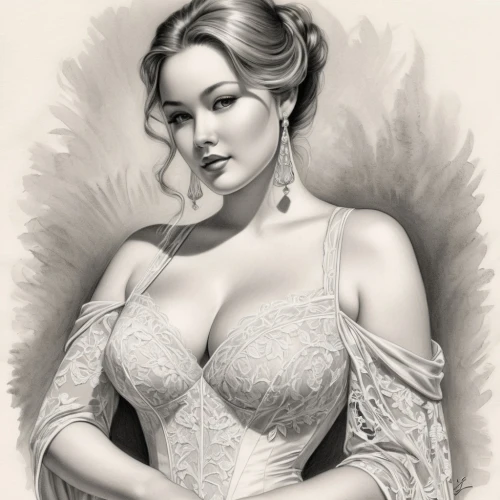 corsetry,victorian lady,valentine pin up,vintage woman,vintage drawing,corseted,vintage angel,retro pin up girl,valentine day's pin up,fantasy portrait,noblewoman,romantic portrait,white lady,bridal,pin-up girl,corset,elsa,vintage girl,fantasy woman,corsets,Illustration,Black and White,Black and White 30