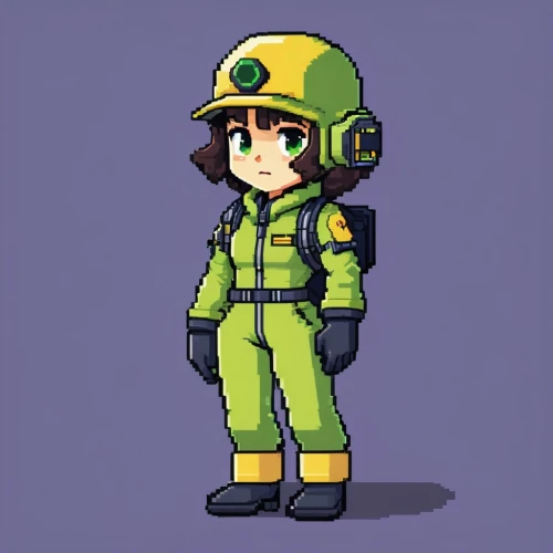 kuribayashi,coveralls,himawari,woman fire fighter,coverall,spacesuit,yumei,yanmei,firefighter,kaneda,pixel art,servicewoman,pilot,twinbee,shimei,pixel,fire fighter,workgear,engi,patroller