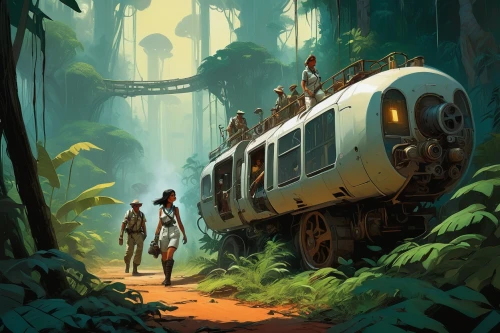 explorers,travelers,train ride,train route,commuters,adventurers,endor,wanderers,exploration,wooden train,expeditions,game illustration,traveler,long-distance train,the train,overland,ghost train,travellers,sci fiction illustration,last train