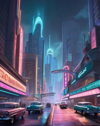 cybercity,cybertown,futuristic landscape,motorcity,superhighways,fantasy city,city highway,cityscape,metropolis,coruscant,cyberworld,black city,harbour city,cyberpunk,futurist,autopia,megapolis,colorful city,cyberport,cyberscene,Illustration,Retro,Retro 12