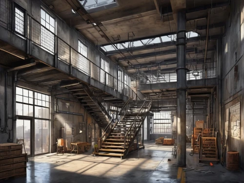 abandoned factory,empty factory,fabrik,industrial hall,lofts,warehouse,industrial ruin,old factory,factory hall,steel stairs,loft,industrial building,industrial,industrial plant,warehouses,old factory building,factories,industrial landscape,abandoned building,empty interior,Unique,3D,Isometric