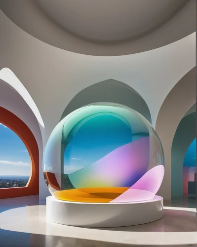 futuristic art museum,torus,spheres,futuristic landscape,niemeyer,futuristic architecture,inhabitation,silico,glass sphere,halderman,superadobe,sky space concept,virtual landscape,aros,graecorum,lovemark,colorful glass,hemispheric,panton,goetheanum,Photography,Artistic Photography,Artistic Photography 03