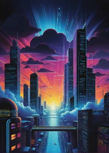 cybercity,futuristic landscape,cybertown,cityscape,metropolis,cyberport,cyberworld,fantasy city,cyberscene,cyberia,cloudstreet,cyberpunk,synth,polara,futurist,futuristic,futuregen,world digital painting,digitalism,city skyline,Illustration,Vector,Vector 09