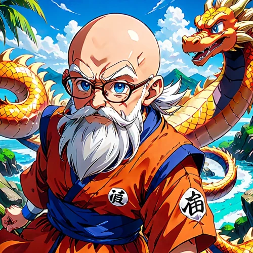 roshi,dragon ball,toyohiko,kamehameha,dragonball,toriyama,gohan,dumiso,alibaba,zengeza,morihei,yabunaka,heihachi,kyokutenzan,goju,rahula,zetsche,zeni,akaba,birthday banner background,Anime,Anime,Traditional