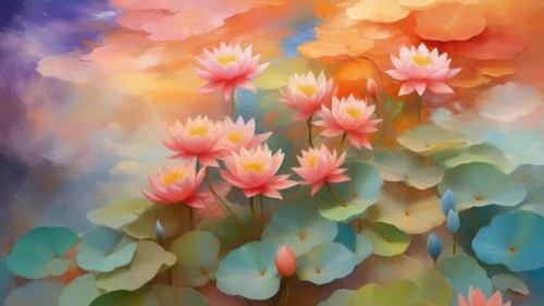 waterlilies,water lilies,flower painting,pink water lilies,lotuses,waterlily,chrysanthemums,white water lilies,chrysanthemum background,pond flower,lotus flowers,watercolor flowers,lotus pond,lily pond,lotus on pond,chrysanthemum flowers,flower water,water lily,blooming lotus,pink chrysanthemums,Illustration,Realistic Fantasy,Realistic Fantasy 01