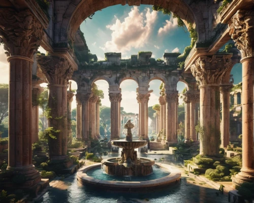 water palace,labyrinthian,atlantis,fountain,garden of the fountain,arcadia,pillars,theed,oasis,old fountain,fountains,kingdoms,rivendell,ancient city,palaces,hall of the fallen,marble palace,maximilian fountain,kykuit,caesar palace,Conceptual Art,Sci-Fi,Sci-Fi 30