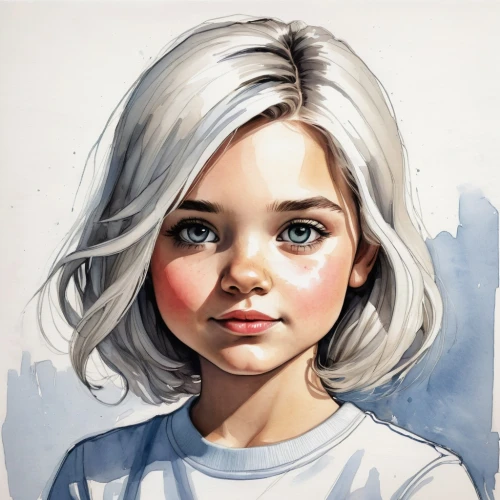 girl portrait,emelie,donsky,helnwein,kids illustration,girl drawing,kommuna,digital painting,watercolor painting,young girl,watercolor,portrait of a girl,krita,girl in t-shirt,watercolour paint,heatherley,photo painting,world digital painting,illustrator,little girl,Illustration,Paper based,Paper Based 06