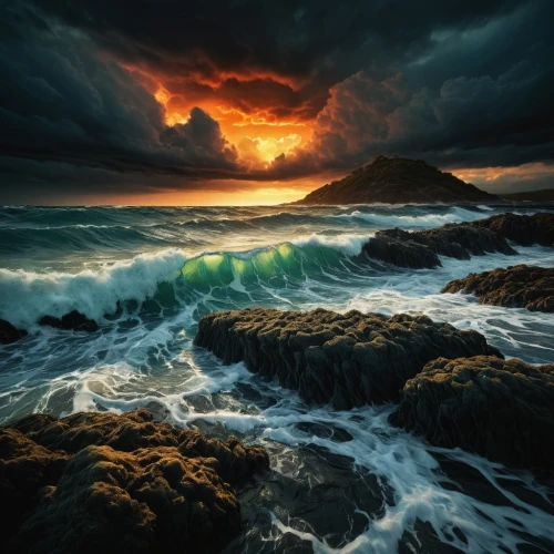 seascape,sea storm,stormy sea,seascapes,sea landscape,rocky coast,coastal landscape,ocean waves,tidal wave,landscape photography,tempestuous,crashing waves,storm surge,full hd wallpaper,ocean background,dramatic sky,emerald sea,dark beach,nature's wrath,sea water splash,Illustration,Realistic Fantasy,Realistic Fantasy 29