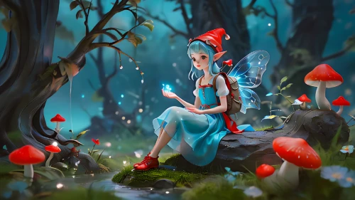 fairy forest,fairie,faerie,faery,fae,alice in wonderland,fantasy picture,fairy tale character,fairyland,aerith,mushroom landscape,fairy world,rosa 'the fairy,fantasy art,elfland,fairytale characters,arrietty,fairy,seelie,wonderland