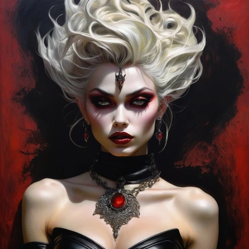 pernicious,vampire lady,vampire woman,demoness,countess,vanderhorst,queen of hearts,gothic portrait,villainess,vampyres,vampyre,vampy,edea,gothic woman,sindel,rhps,abaddon,demona,satana,dhampir,Illustration,Abstract Fantasy,Abstract Fantasy 02