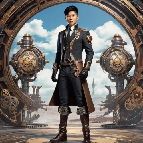 steampunk,steampunk gears,clockmaker,tailcoat,aveline,afrofuturism,seamico,steamboy,leehom,machinist,shanmuganathan,barranger,swashbuckler,antiquorum,octavius,stablemaster,quartermaster,atharva,watchmaker,riario,Conceptual Art,Fantasy,Fantasy 25