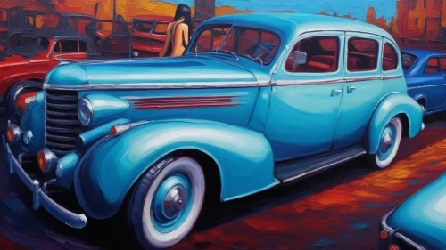 fleetline,photorealist,vintage cars,classic cars,american classic cars,aronde,oldsmobile,trafficante,hildebrandt,oil painting on canvas,antique car,classic car,vintage car,buick eight,terraplane,bluemner,morris minor,vintage vehicle,motorcar,pintor,Illustration,Realistic Fantasy,Realistic Fantasy 25