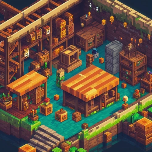 tavern,township,aurora village,marketplace,wooden mockup,popeye village,fishing village,log cabin,treasure house,sawmill,shipwrights,gold shop,mining facility,floating huts,mineshaft,small cabin,tileable,wooden houses,boat shed,voxel