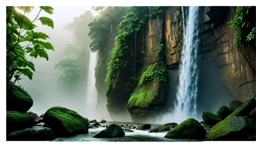 green waterfall,nature wallpaper,nature background,brown waterfall,amazonia,waterfalls,leshan,waterval,cachoeira,rainforests,waterfall,water fall,background view nature,cascada,windows wallpaper,green wallpaper,nectan,landscape background,tropical forest,amazonas,Illustration,Paper based,Paper Based 02