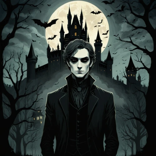 gothic portrait,baskerville,vampire,vladislaus,halloween illustration,dracula,vampyr,edward,halloween poster,volturi,gothicus,nosferatu,ravenstein,strahd,darkling,vampirism,gothic style,dark gothic mood,count dracula,gothic,Illustration,Black and White,Black and White 02