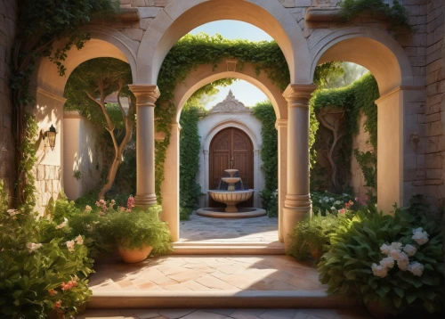 archways,garden door,doorways,courtyards,persian architecture,courtyard,arches,riad,entryway,theed,amanresorts,cloistered,rose arch,doorway,archway,cortile,masseria,iranian architecture,the threshold of the house,bahai,Illustration,Paper based,Paper Based 02