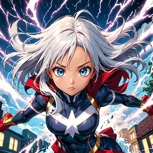 ororo,captain marvel,mihoko,lightning,aoyama,thunderbolt,maximoff,zeta,urd,monsoon banner,elma,mightiest,lightning bolt,superhero background,quicksilver,foliaki,zalmay,mihoshi,silverbolt,xamot,Anime,Anime,Traditional