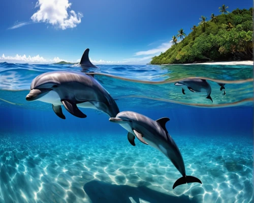 bottlenose dolphins,dolphins in water,oceanic dolphins,dolphin background,bottlenose dolphin,dolphins,dolphin swimming,two dolphins,whitetip,porpoises,dolphin coast,hammerheads,dauphins,dolphin,blacktip,wyland,underwater landscape,dusky dolphin,cetaceans,underwater world,Conceptual Art,Fantasy,Fantasy 03