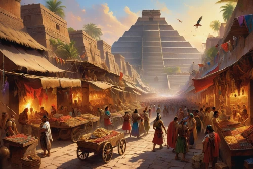giza,ancient egypt,luxor,ancient city,souk,the great pyramid of giza,souks,souq,ancient egyptian,kemet,theed,tenochtitlan,ennead,khufu,civilizations,pyramids,egypt,bazaars,spice market,spice souk