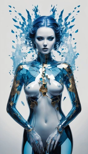blue enchantress,bluebottle,cortana,transhuman,cybernetic,biomechanical,ice queen,bodypainting,image manipulation,cybernetically,bodypaint,cybernetics,water nymph,body painting,transhumanism,automaton,peptides,biotic,intergenic,bluefire,Conceptual Art,Daily,Daily 21