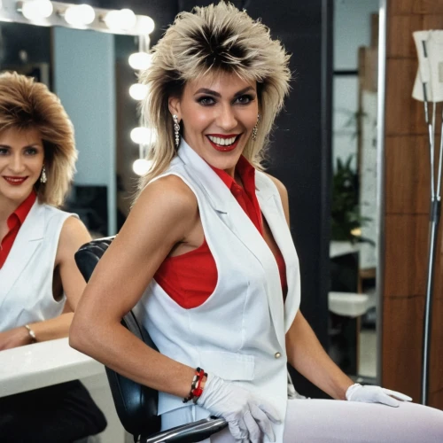 boufflers,the style of the 80-ies,stewardesses,rockettes,hairstylists,retro eighties,xuxa,retro women,hairdresser,kajagoogoo,workout icons,stylists,hairdressing salon,eighties,rangerettes,nicodemou,hairdryers,laurentien,beauticians,hairdressing,Photography,General,Realistic