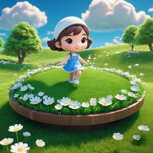 cute cartoon character,girl picking flowers,cute cartoon image,wood daisy background,daisylike,agnes,spring background,cartoon flower,flower background,children's background,springtime background,nanako,girl in flowers,flower wall en,girl in the garden,daisy flower,cartoon flowers,paper flower background,japanese sakura background,flower painting,Unique,3D,3D Character