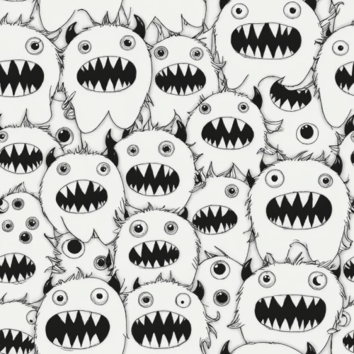 tsathoggua,animal faces,mouths,mimics,burrowers,hedgehog heads,critters,beholders,snarls,three eyed monster,horrifies,gluttons,snouts,canines,openbsd,monsters,grotesqueries,teeth,abominations,snarling,Vector Pattern,Halloween,Halloween 18