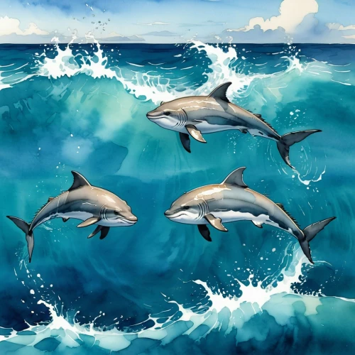 dolphin background,oceanic dolphins,bottlenose dolphins,dolphins in water,dolphins,dauphins,cetaceans,bottlenose dolphin,dolphin swimming,porpoises,two dolphins,ocean background,dolphin coast,dusky dolphin,wyland,dolphin fish,dolphin show,whitetip,dolphin,tursiops,Illustration,Children,Children 02