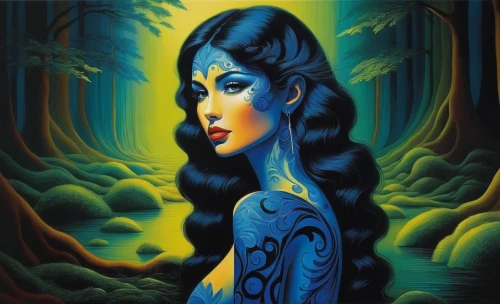 leota,neon body painting,blue enchantress,tretchikoff,bodypainting,body painting,baoshun,hecate,fantasy art,bodypaint,fairie,the enchantress,fantasy woman,naiad,amphitrite,mother earth,promethea,jasmine blue,delenn,sorceress,Illustration,Vector,Vector 09