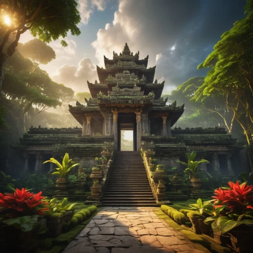 white temple,asian architecture,buddhist temple,thai temple,hall of supreme harmony,dojo,palyul,temples,japanese shrine,asian vision,sanctum,buddhist temple complex thailand,temple,world digital painting,shrine,buddha tooth relic temple,bali,manjushri,taoist,baan,Illustration,Realistic Fantasy,Realistic Fantasy 26