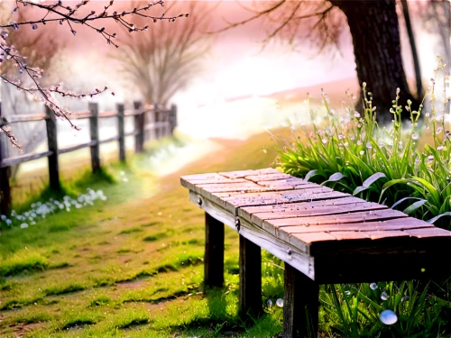 wooden bench,garden bench,park bench,bench,wood bench,benches,red bench,spring background,stone bench,springtime background,spring morning,bench by the sea,spring nature,bench chair,spring sun,nature background,spring,background view nature,picnic table,man on a bench,Illustration,Realistic Fantasy,Realistic Fantasy 40