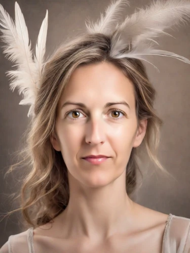 feather headdress,white feather,feather jewelry,headdress,feathers,swan feather,unicorn crown,ostrich feather,headpiece,chicken feather,featherlite,portrait background,featherlike,anjo,the hat-female,headress,indian headdress,natural cosmetic,feather,zellweger,Photography,Realistic