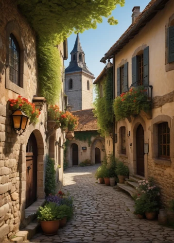 medieval street,dordogne,montbrun,provencal,provence,luberon,aquitaine,medieval town,santenay,rocamadour,cahors,figeac,south france,aubonne,flavigny,lavaur,france,sarlat,conques,lavaud,Illustration,Black and White,Black and White 24