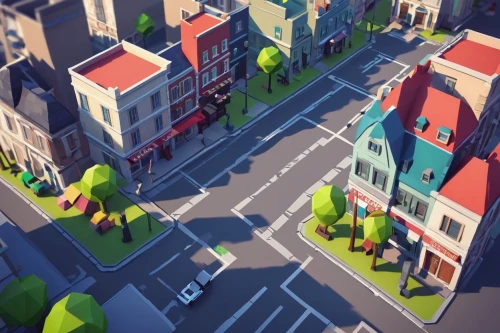 lowpoly,microdistrict,blocks of houses,city blocks,townhouses,townhomes,rowhouse,townscapes,row houses,low poly,neighborhood,streetscapes,rowhouses,townscape,row of houses,walkable,small towns,paved square,colorful city,block of houses