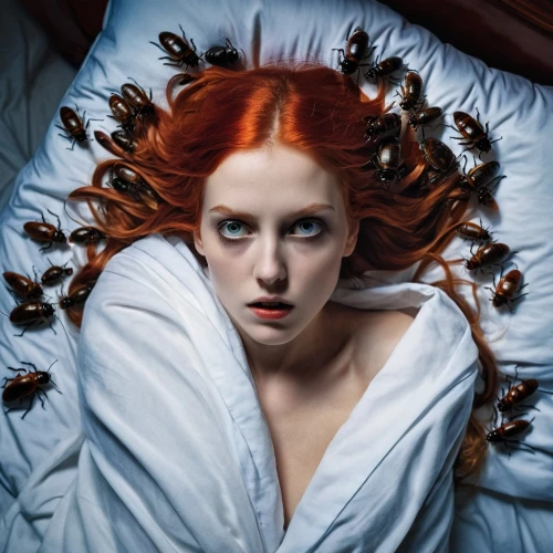 jingna,seelie,woman on bed,rousse,red head,redhair,redhead doll,redheads,girl in bed,woman laying down,red hair,redhead,duvet,reddened,conceptual photography,epica,queen cage,hypersomnia,cornelia,behenna,Photography,Artistic Photography,Artistic Photography 14