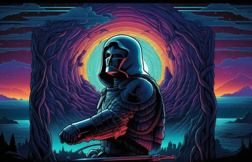 klaatu,starkiller,mandalorian,darth vader,laser buddha mountain,vector art,avatar,man silhouette,vader,jedi,revan,vector graphic,darth,vector illustration,spaceman,subcomandante,digitalism,dagobah,meditator,tron,Illustration,Realistic Fantasy,Realistic Fantasy 25