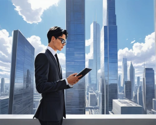 salaryman,modern office,blur office background,oscorp,sci fiction illustration,lexcorp,businesspeople,business world,skyscraping,shinra,businessman,supertall,business angel,ceo,abstract corporate,holding ipad,smartsuite,businessworld,wonderworker,stock exchange broker,Conceptual Art,Oil color,Oil Color 13