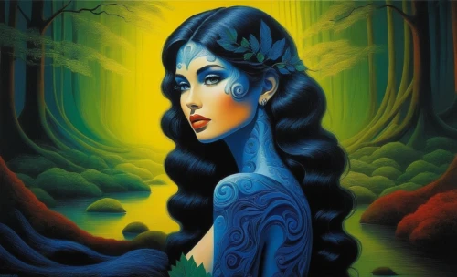 leota,blue enchantress,tretchikoff,baoshun,fantasy art,the enchantress,fantasy woman,elfquest,fantasy picture,hecate,fantasy portrait,fantasia,sorceress,delenn,rusalka,shakuntala,sirenia,yavana,oshun,tuatha,Illustration,Vector,Vector 09