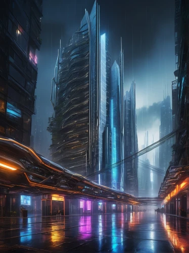 futuristic landscape,cybercity,coruscant,cyberpunk,cityscape,guangzhou,cybertown,futuristic architecture,bladerunner,metropolis,cyberport,futuristic,fantasy city,dystopian,arcology,shanghai,scifi,cyberia,sci - fi,cyberworld,Art,Classical Oil Painting,Classical Oil Painting 17