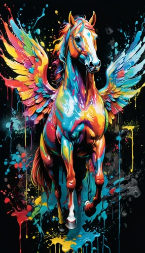 colorful horse,pegasus,pegasys,unicorn background,unicorn art,unicorn,painted horse,pegasi,rainbow unicorn,carnival horse,pegaso,nikorn,bellerophon,constellation unicorn,unicorn and rainbow,skyhorse,fire horse,licorne,equine,clitophon,Conceptual Art,Graffiti Art,Graffiti Art 08