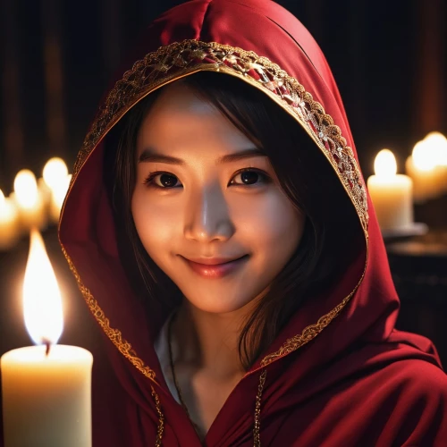 fortuneteller,vietnamese woman,asian woman,candlelight,mongolian girl,candlelit,daxia,fortune teller,fortune telling,qianwen,xiaofei,jinling,xiaohui,candlemaker,kanako,candlelights,khenpo,vajrayana,phuong,japanese woman,Photography,General,Realistic