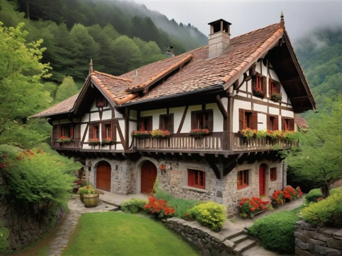swiss house,traditional house,house in mountains,half-timbered house,house in the mountains,switzerlands,timbered,chalet,franconian switzerland,wooden house,eastern switzerland,svizzera,switzerland,suiza,beautiful home,bernese highlands,switzerland chf,country house,timber framed building,half-timbered houses,Art,Artistic Painting,Artistic Painting 08