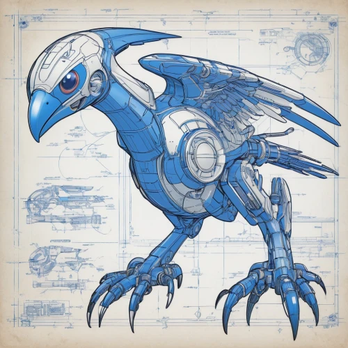 hyacinth macaw,blue macaw,blue buzzard,blue parrot,caeruleus,ravenclaw,microraptor,seahawk,blue and gold macaw,bluejay,gryphon,enantiornithes,confuciusornis,blue bird,oviraptor,eoraptor,chakavian,hawk - bird,balaur,hippogriff,Unique,Design,Blueprint