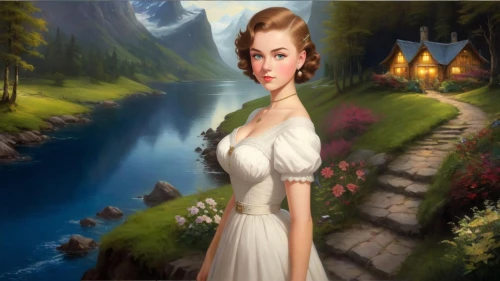 bridalveil,fantasy picture,maureen o'hara - female,gwtw,girl on the river,galadriel,innkeeper,sigyn,the blonde in the river,thyatira,margaery,frigga,landscape background,bridewealth,beleriand,girl in a long dress,the bride,noblewoman,celtic queen,xanth