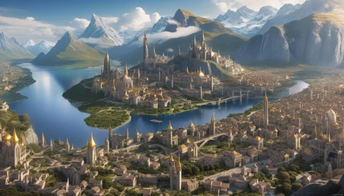 tirith,gondolin,fantasy city,erebor,riftwar,nargothrond,beleriand,citadels,naboo,rivendell,ecotopia,ancient city,fantasy landscape,terraformed,elves country,skylands,fantasy world,kingdoms,futuristic landscape,theed,Photography,General,Realistic