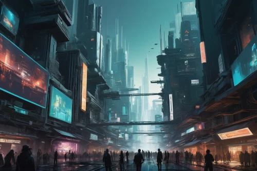 cybercity,cybertown,futuristic landscape,cyberpunk,neuromancer,cyberport,cyberworld,cyberia,dystopian,metropolis,cyberscene,shadowrun,coruscant,dystopias,scifi,futuristic,sci - fi,microdistrict,futurist,sci fiction illustration