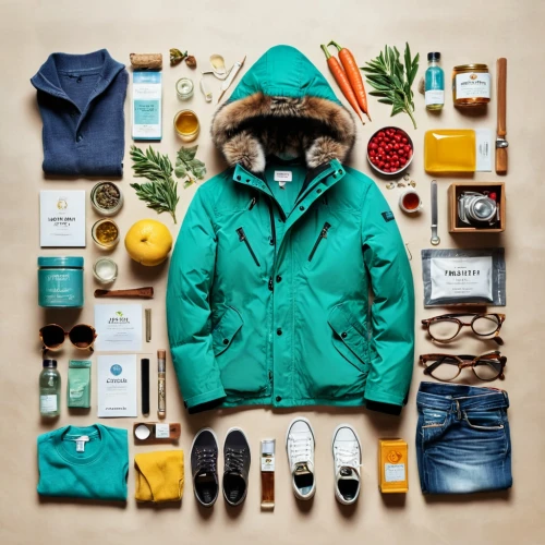 flatlay,christmas flat lay,summer flat lay,parka,flat lay,winter clothes,winter clothing,eskimo,teal and orange,outerwear,camping gear,nonessentials,turquoise wool,coat color,snowsuit,penfield,woolrich,greengrocer,shopping icon,mercadante,Unique,Design,Knolling